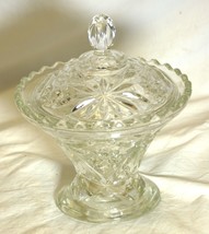 EAPC Clear Glass Footed Pedestal Candy Dish Anchor Hocking Star of David - £19.48 GBP