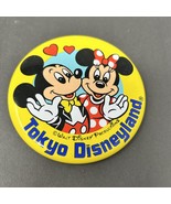 TOKYO DISNEYLAND WITH MICKEY &amp; MINNIE MOUSE OFFICIAL DISNEY LITHO BUTTON... - $247.61 MXN