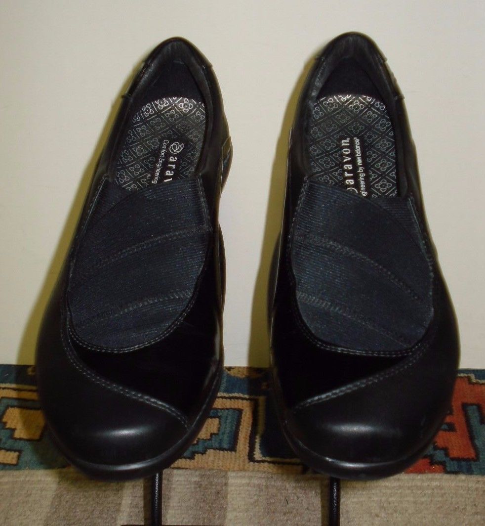 Women's Aravon New Balance Black Smooth/Patent Leather Stretch Loafer Sz. 7.5B - $37.12