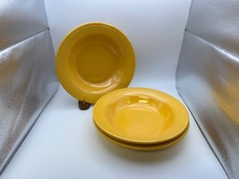 Set of 3 Vintage Homer Laughlin Fiestaware FIESTA YELLOW Rim Soup Bowls - $49.99