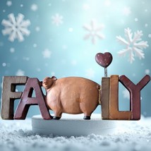 Resin Family Sign Figurine Pig Spring Heart Decor Hog Barbecue Household - $6.80