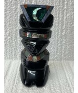 Aztec,/Mayan Moon Statue Inlaid &amp; Carved Onyx 4.75” Tall. - $940.64 MXN