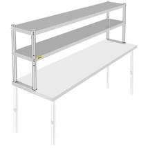 VEVOR Double Overshelf, Double Tier Stainless Steel Overshelf, 72 in Length x 1 - £142.70 GBP