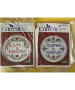 Lot Happiness Is Homemade Love Homegrown Counted Cross Stitch Kit Hoop C... - $14.85