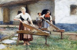 Painting Breaking the flax by vHerkomer. Life Art Repro Giclee - £7.42 GBP+