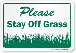 SmartSign &quot;Please Stay Off Grass&quot; Sign | 7&quot; x 10&quot; Aluminum, Qty. of 4 (1... - $901.00 MXN
