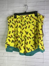 Modamix Pineapple Print Yellow Green Elastic Waist Shorts Womens Plus Si... - £16.27 GBP