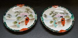 Set of 2 Vintage Trinket Dish Decoration Plate Asian Scene People Hand P... - $11.88