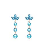 Galaxy Gold GG, 14K Solid Rose Gold, Natural Blue Topaz Earrings for Wom... - $676.56
