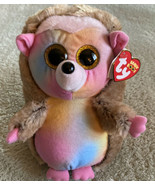 NEW Ty Beanies Boos PINECONE Brown Pink Tie Dye Hedgehog Fleece Stuffed Toy - $12.25