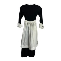 Homemade Girls Costume Dress Unsized Pilgrim Wednesday Black White Apron... - $14.85