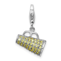 Amore La Vita Silver  Polished 3-D Yellow CZ Megaphone Charm with Fancy Lobster - £29.42 GBP