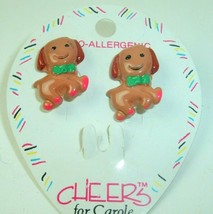 Vtg Puppy Dog Earrings 90s Cheers For Carole NOS kitsch kawaii animal je... - £5.41 GBP