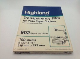 Highland 902 Transparency Film 55 Sheets 8.5 x 11 Copiers Sensing Stripe... - £13.47 GBP