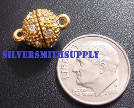 9mm Crystal rhinestone ball magnetic jewelry clasp yellow gold plated fpc237 - £1.54 GBP