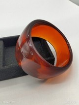Vintage Large Chunky Bangle Cuff Lucite bracelet modern uneven round Amber Color - £15.82 GBP