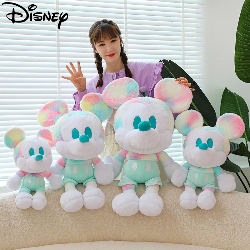 Disney Couple Kawaii Mickey Mouse Plush Toys Tie-dyed Mickey Minnie Dolls Childr - £38.99 GBP