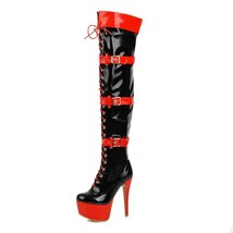 Plus size 48 Over Knee Boots Sexy Fetish Dance Nightclub Party Shoes High Heel P - £110.40 GBP