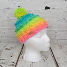 Duncan Street Designs Girls Rainbow Sherbet Knitted Hat with Pom Pom Pastel - £12.98 GBP
