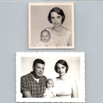 Vintage 1950s Baby Mom Dad Portraits Black &amp; White Photos West Haven CT Lot of 2 - £15.99 GBP