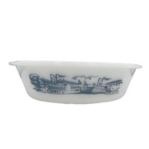 Glasbake 1 qt Oval Casserole Baking Dish Only Riverboat Steamboat Currier &amp; Ives - £10.44 GBP