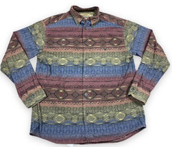 Cabelas Deerskin Soft Chamois Mens Flannel Shirt Aztec Navajo Stripe Sou... - $28.22