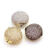 CZ Micro Pave Large Flat Oval Spacer Beads, Clear CZ Beads for - $8.90