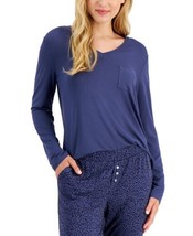 Alfani Womens Essentials Long Sleeve Pocket Pajama T-Shirt X-Small Night Shadow - £17.01 GBP