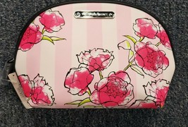 Victoria&#39;s Secret Pink Black Floral Travel Cosmetic Bag Case Makeup Pouch Wedge - £27.51 GBP