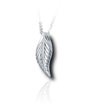 Sterling Silver Small Leaf Funeral Cremation Urn Pendant for Ashes w/Chain - £177.59 GBP