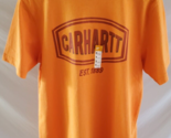 NWT Carhartt Men Orange Spell Out T Shirt Short Sleeve Size Medium Cotto... - $19.79