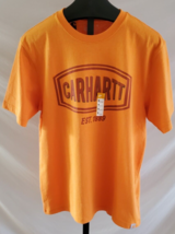 NWT Carhartt Men Orange Spell Out T Shirt Short Sleeve Size Medium Cotton/Poly - £15.63 GBP