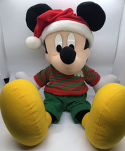 Mattel Disney Christmas Holiday MICKEY MOUSE Santa Hat Plush Toy 18&quot; - £13.22 GBP