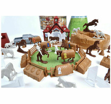 Toy Horse Farm Set Bucket of Fun, 71 pcs, Horses Vehicles Fence Buildings MORE! - £7.82 GBP