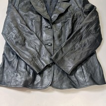Preston & York Women's Black Genuine Lamb Skin Leather Buttons Jacket Size Large image 14