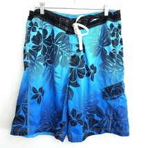 Speedo Blue Floral Hawaiian Swim Shorts Trunks Mesh Lined Mens Large - £15.72 GBP