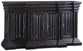Sideboard Cathedral Antiqued Blackwash Wood, Heavy Moldings, Linen Fold Doors - £2,686.78 GBP