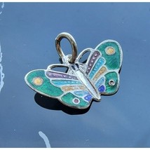 An Antiques 925 Sterling Silver Multicolor Enamel Butterfly Pendant At - $58.21