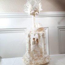 Vintage COAST NOVELTY Wedding Cake Topper 2 tier bride groom dove plastic 1965 - £40.92 GBP