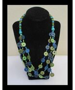 22&quot; Green &amp; Blue Button Look Necklace with 3&quot; Extender - €12,75 EUR