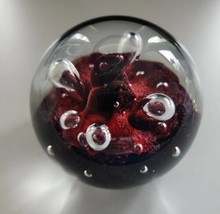 Vintage Caithness Dark Red Miniature Moonflower Paperweight Small PB204/16 - £23.97 GBP