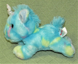 Aurora World Mini Flopsies 6&quot; Blue Tye Dye Unicorn B EAN Bag Stuffed Animal Plush - £4.49 GBP