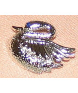 Vintage Costume Jewelry Silvertone Swan Pin - £4.52 GBP