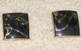 Vintage Costume Jewelry Goldtone/Black Clip On Earrings - £4.59 GBP