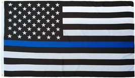 Blue Lives Matter Police USA American Thin Blue Line 3x5 Flag Rough Text 180D gr - £11.93 GBP