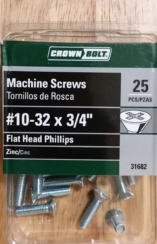 25-Pc Machine Screws #10-32 x 3/4 Phillips Flat Head Zinc Crown Bolt 31682 - $6.95