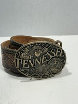 Stunning 1st Edit Award Design Medal Tennessee belt buckle w Brown Embossed Belt - $117.59