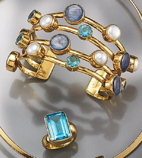 Smithsonian Bahamas Topaz & Kyanite Bracelet & Ring Jewelry Set (JT3) - $79.99