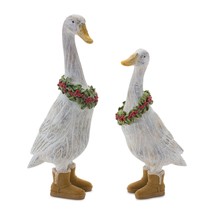 Christmas Goose w/Boots (Set of 2) 9.25&quot;H, 11.5&quot;H Resin - £41.92 GBP