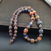 Vintage Chevron and African Multilayers Glass Beads Necklace NC-804 - £37.98 GBP